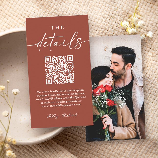 Terracotta Romance QR Code Kleine Hochzeiten Detai Begleitkarte (Von Creator hochgeladen)