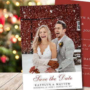 Terracotta Rosa Pink Pine Winter Wedding Save The Date