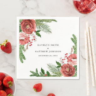 Terracotta Rosa Pink Pine Winter Wedding Serviette