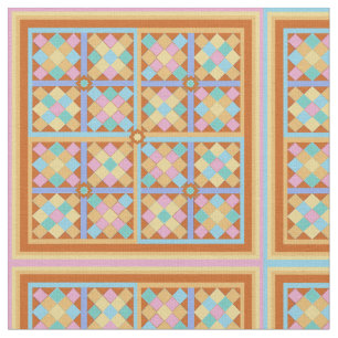 Terracotta, rosa und aquamarine Fliesen Stoff