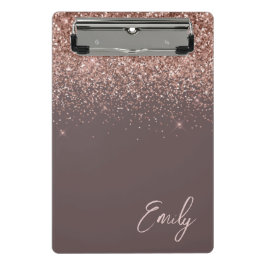 Terracotta Rose Gold Blush Pink Glitzer Monogram Mini Klemmbrett