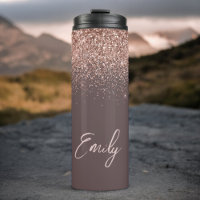 Terracotta Rose Gold Blush Pink Glitzer Monogram