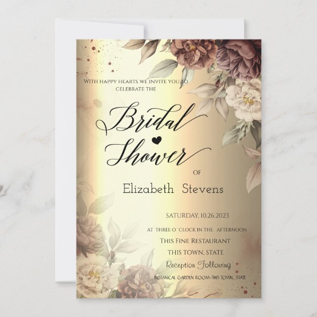 Terracotta-Rose Gold-Script-Brautparty Einladung (Vorderseite)