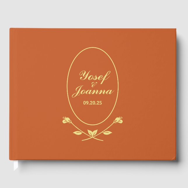 Terracotta-Rose Hochzeit Gästebuch (Vorderseite)