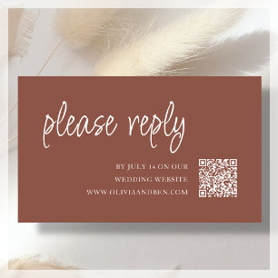 Terracotta   RSVP QR Code für Hochzeiten Begleitkarte