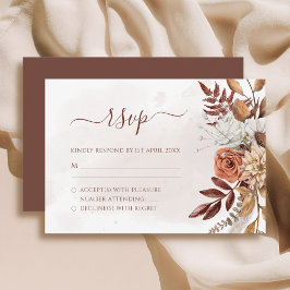 Terracotta Rust Blume Boho Fall Foliage Hochzeit RSVP Karte