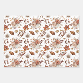 Terracotta Rust Boho Floral Fall Foliage Geschenkpapier Set
