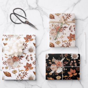 Terracotta Rust Boho Floral Fall Foliage Geschenkpapier Set