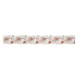 Terracotta Rust Boho Floral Fall Foliage Satinband