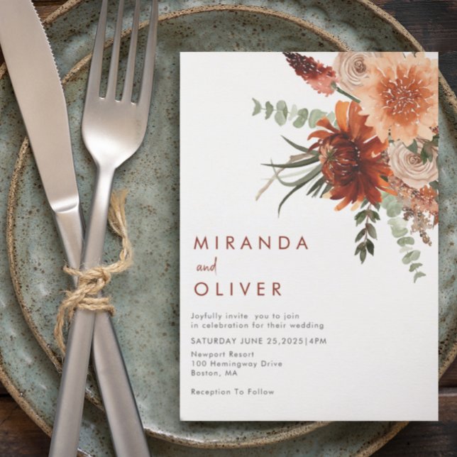 Terracotta Rust Boho Hochzeit der Wasserfarben Einladung (Von Creator hochgeladen)