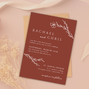 Terracotta Rust Boho Moderne verkleidete botanisch Einladung