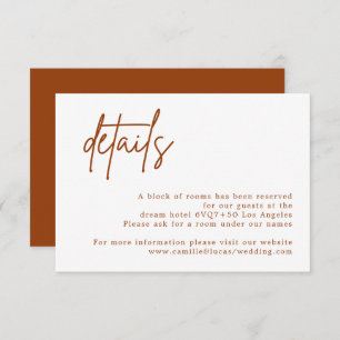 Terracotta Rust Burnt Orange Wedding Details Karte