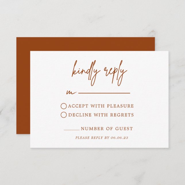 Terracotta Rust Burnt Orange Wedding RSVP Card (Vorne/Hinten)