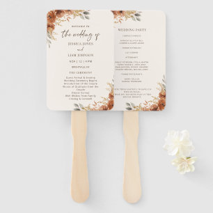 Terracotta Rust Fall Floral Wedding Program Fächer