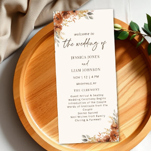 Terracotta Rust Fall Floral Wedding Program Programm