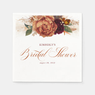 Terracotta Rust Floral Pampas Grass Brautparty Serviette