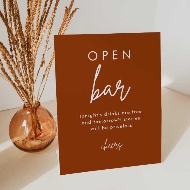 Terracotta Rust Wedding Open Bar Table Sign Sockelschild (Von Creator hochgeladen)