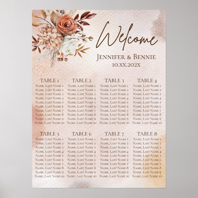 Terracotta Rustic Boho Floral Poster (Vorne)