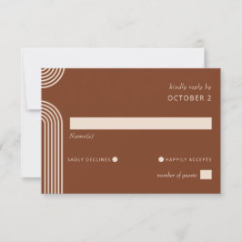Terracotta Rustic Boho Moderne Hochzeit RSVP Karte