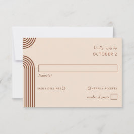 Terracotta Rustic Boho Moderne Hochzeit RSVP Karte