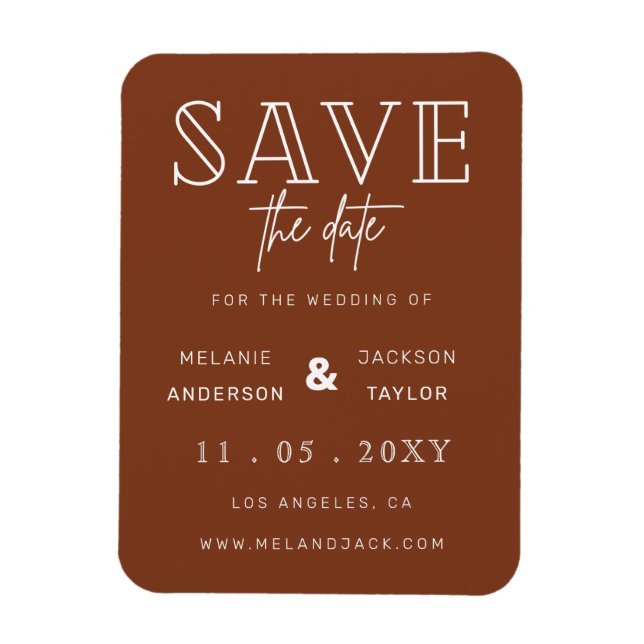 Terracotta Rustic Burnt Orange Boho Save the Date Magnet (Vertikal)