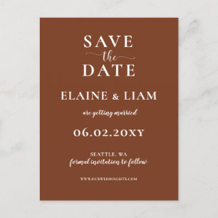 Terracotta Rustic Burnt Orange Save the Date Ankündigungspostkarte