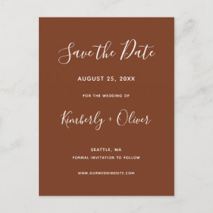 Terracotta Rustic Burnt Orange Save the Date Ankündigungspostkarte