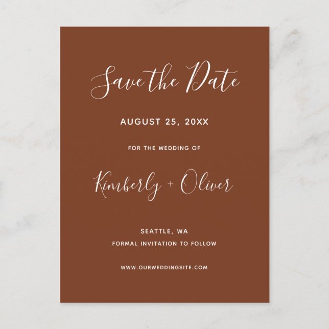 Terracotta Rustic Burnt Orange Save the Date Ankündigungspostkarte