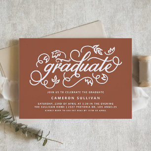 Terracotta Rustic Calligraphy Graduation Party Einladung