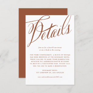 Terracotta Rustic Calligraphy Wedding Details Begleitkarte