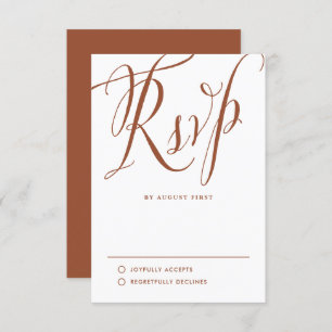 Terracotta Rustic Calligraphy Wedding RSVP Karte