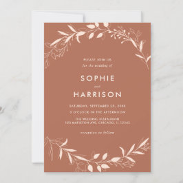 Terracotta Rustic Floral Moderne Hochzeit Einladung
