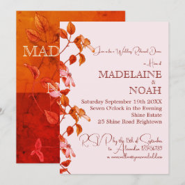 Terracotta Rustic Orange Pink Wedding Probe Einladung