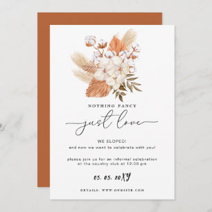 Terracotta Rustic Pampas Grass Hochzeitsempfang Karte