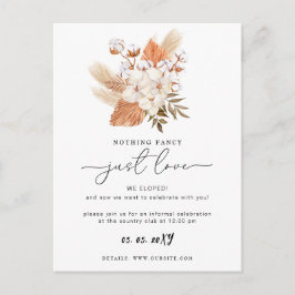 Terracotta Rustic Pampas Grass Wedding Reception C Postkarte