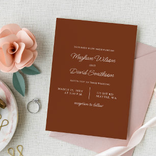 Terracotta Rustic Simple Modern Wedding Einladung