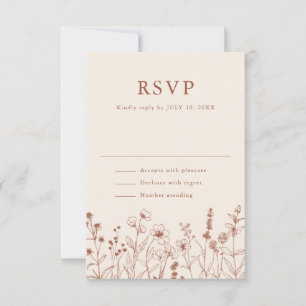 Terracotta Rustikale Herbsthochzeit Wildblume RSVP Karte