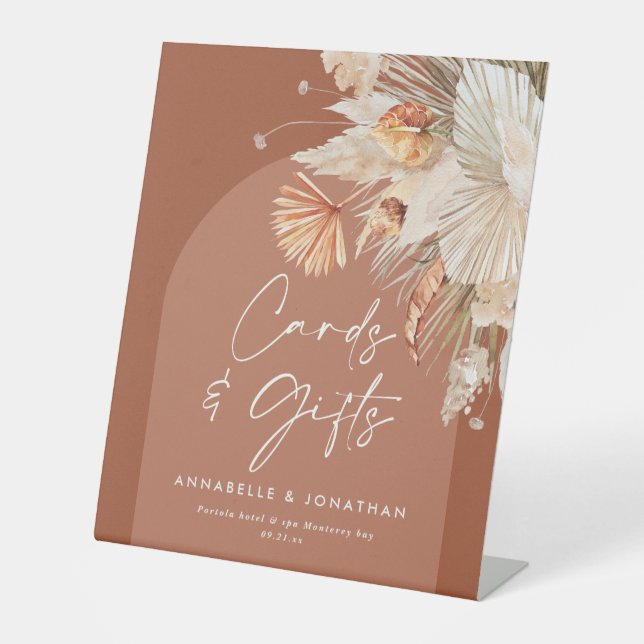 Terracotta rustikale Hochzeitskarten & Geschenke Sockelschild (Vorderseite)