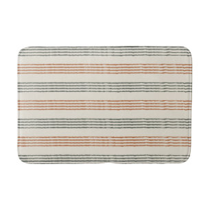Terracotta Sage Green Modern Boho Strip Badematte