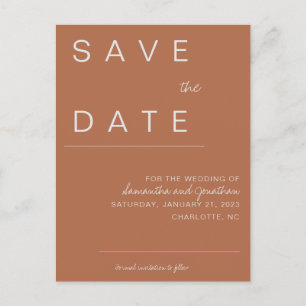 Terracotta Save the Date Ankündigungspostkarte