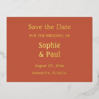 Terracotta Save the Date Foil Einladung Postkarte