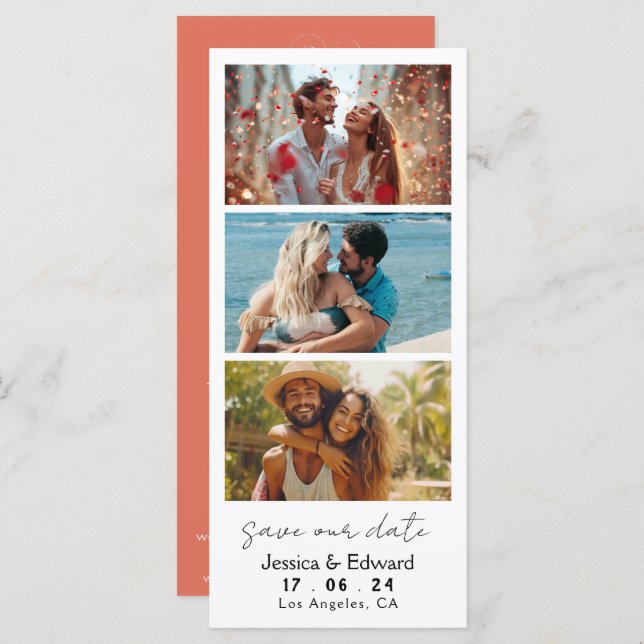 Terracotta Save the Date Foto Stand Qr Code (Vorne/Hinten)