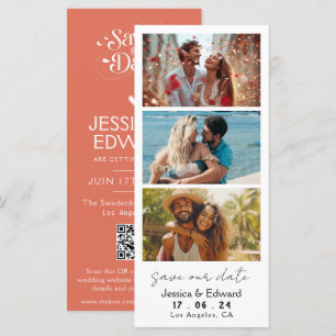Terracotta Save the Date Foto Stand Qr Code