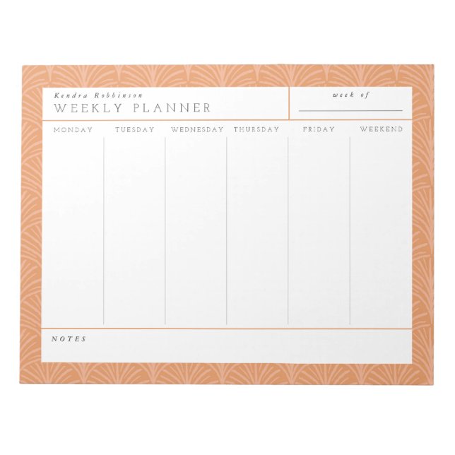 Terracotta Scallops Wochenplaner Notepad Notizblock (Vorderseite)