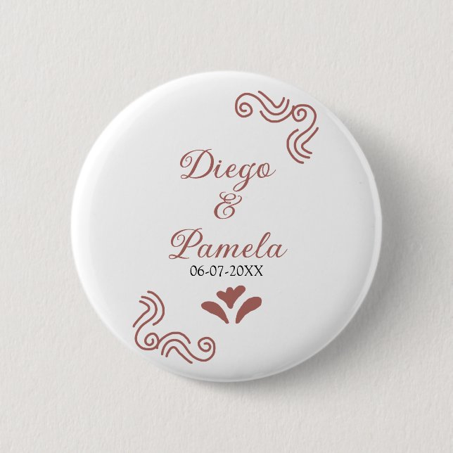 Terracotta schwarz rustikale spanisch Hochzeitspaa Button (Vorderseite)