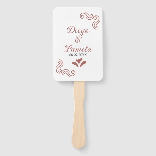 Terracotta schwarz rustikale spanisch Hochzeitspaa Fächer (Vorderseite)