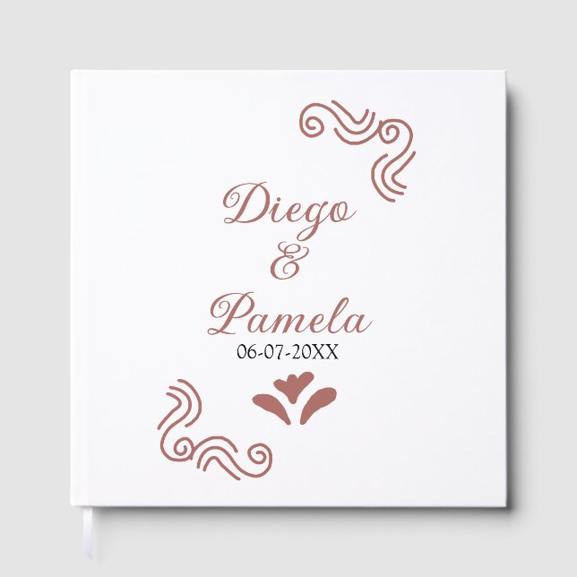 Terracotta schwarz rustikale spanisch Hochzeitspaa Gästebuch (Vorderseite)