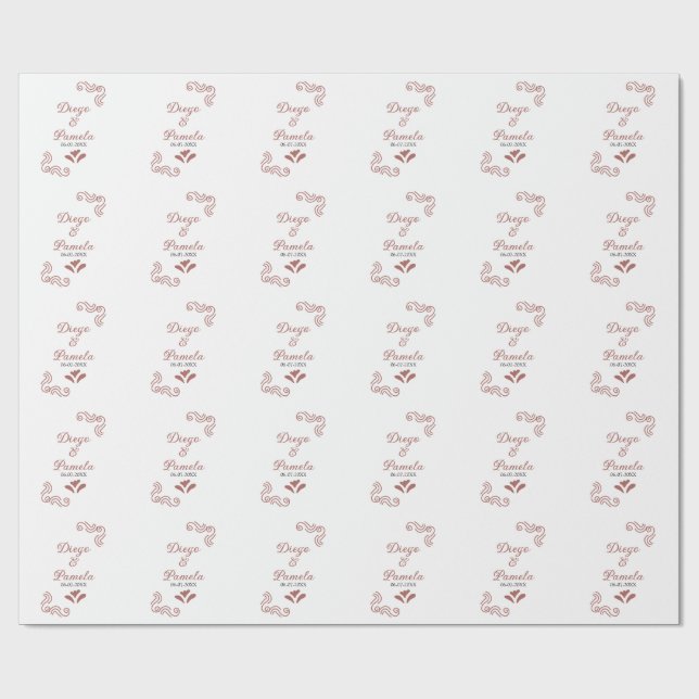 Terracotta schwarz rustikale spanisch Hochzeitspaa Geschenkpapier (Flach)