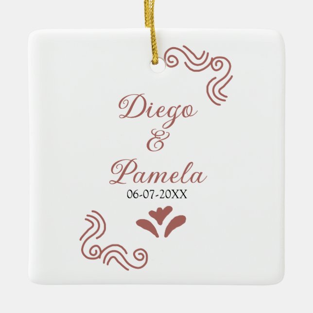 Terracotta schwarz rustikale spanisch Hochzeitspaa Keramikornament (Vorderseite)