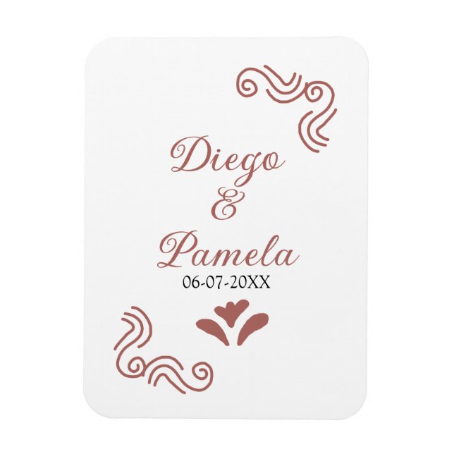 Terracotta schwarz rustikale spanisch Hochzeitspaa Magnet (Vertikal)